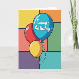 Pop-Art-Birthday-Balloons-Karte Karte