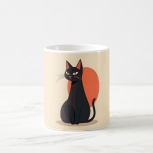 Pop Art Black Cat Orange Sun Kaffeetasse