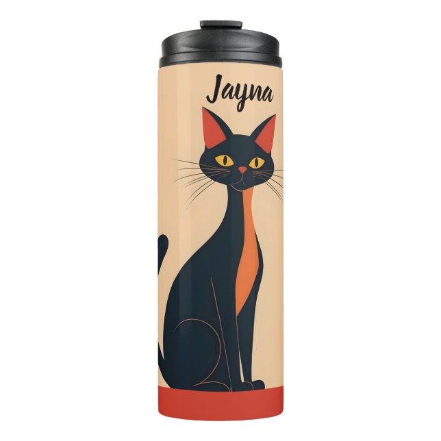Pop Art Black Cat Thermosbecher (Vorderseite)