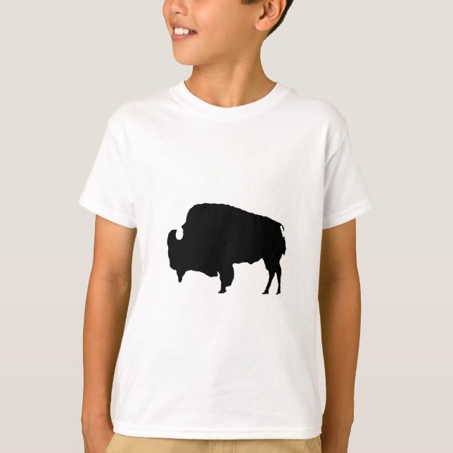 Pop Art Black & White Buffalo Silhouette T-Shirt (Vorderseite)