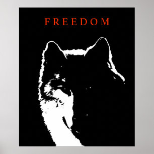 Pop Art Black White Motivational Wolf Poster