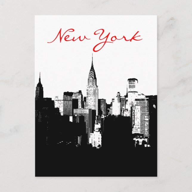 Pop Art Black & White New York City Post Card Postkarte (Vorderseite)