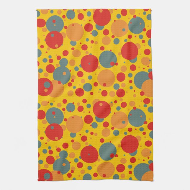 Pop Art Blue and Orange Circles Küchentuch (Vertikal)
