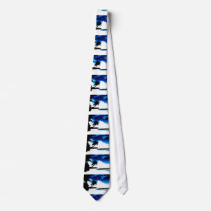 Pop Art Blue Black Palm Tree Silhouette Neck Tie Krawatte