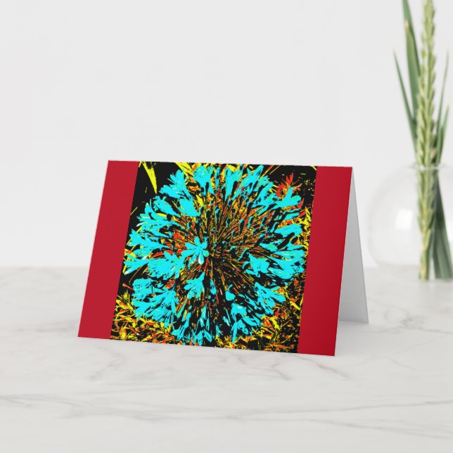 Pop Art Blue Blume Ball Card Karte (Vorderseite)