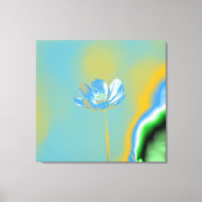 Pop Art Blue Cosmos Blume Leinwanddruck (Vorderseite)