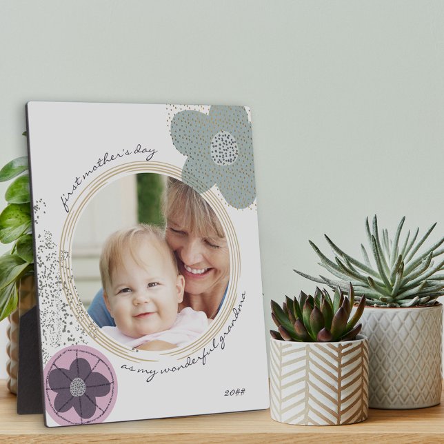 Pop Art Blume Blue Gray Editable Occasion Foto P Fotoplatte (Von Creator hochgeladen)