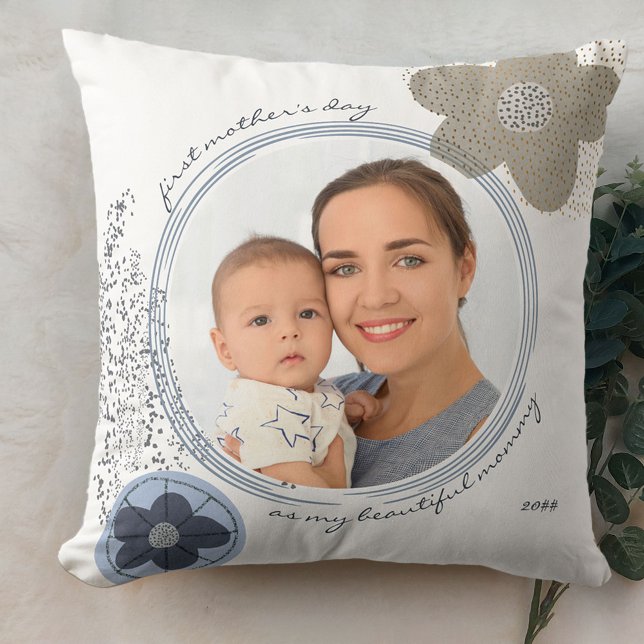 Pop Art Blume Editable Wording Custom Foto Kissen (Von Creator hochgeladen)