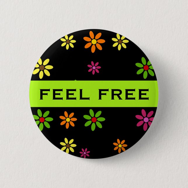 Pop Art Blume nahtlose Muster + Ihre Ideen Button (Vorderseite)