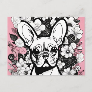 Pop Art Blume und Bulldog Postkarte