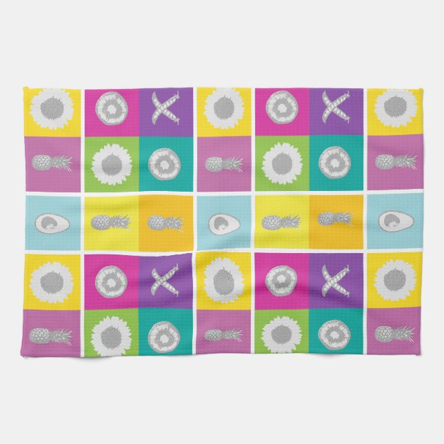 Pop Art Botanical & Fruchtmuster Küche Handtuch (Horizontal)