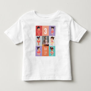 Pop-Art-Boxen Cartoon-Ballett 3. Geburtstagsfoto Kleinkind T-shirt