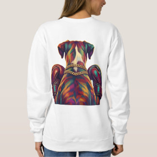 Pop Art Boxer Dog Boxing front and back print Sweatshirt