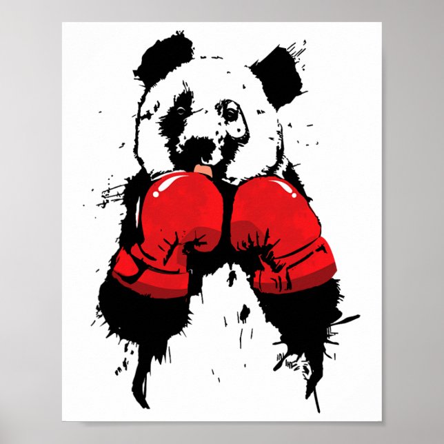 Pop-Art-Boxing-Panda-Bär-Boxer  Poster (Vorne)