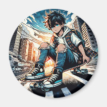 Pop Art Boy auf Skateboard in City