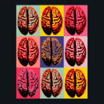 Pop Art Brain Poster<br><div class="desc">Direkt aus den 60er Jahren und Pop Art. Schwarze Kontur eines Gehirns in Rechtecken von hellgelb, scharf rosa, rosa und grün</div>