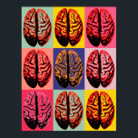 Pop Art Brain Poster<br><div class="desc">Direkt aus den 60er Jahren und Pop Art. Schwarze Kontur eines Gehirns in Rechtecken von hellgelb,  scharf rosa,  rosa und grün</div>
