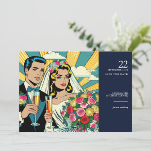 Pop Art Bridge & Groom Save The Date