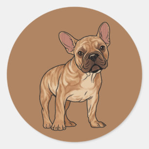 Pop-Art-Brindle-Französische-Bulldogge-Grafik Runder Aufkleber