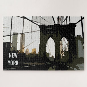 Pop Art Brooklyn Bridge Illustration New York City Puzzle