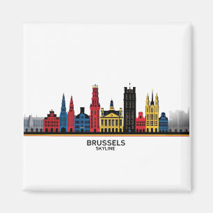 Pop Art Brussels Skyline Magnet