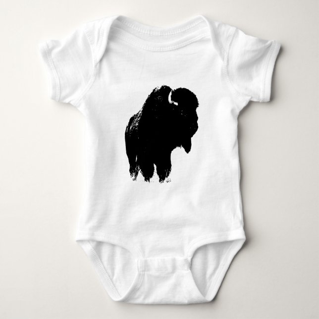 Pop Art Buffalo Bison Silhouette Baby Strampler (Vorderseite)