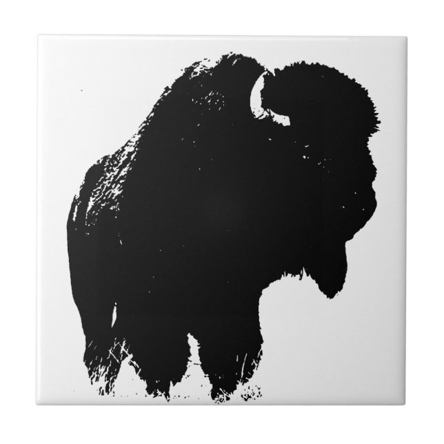 Pop Art Buffalo Bison Silhouette Fliese (Vorderseite)
