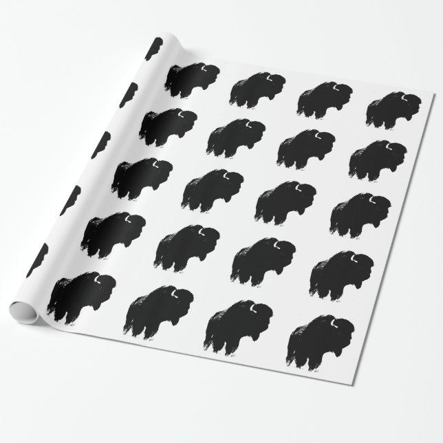 Pop Art Buffalo Bison Silhouette Geschenkpapier (Ungerollt)