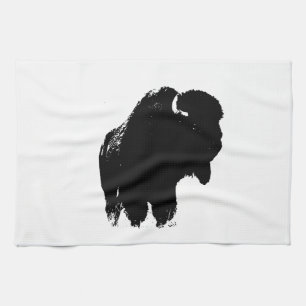 Pop Art Buffalo Bison Silhouette Handtuch