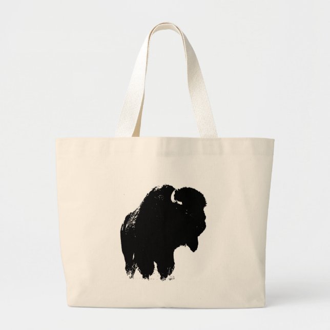 Pop Art Buffalo Bison Silhouette Jumbo Stoffbeutel (Vorne)
