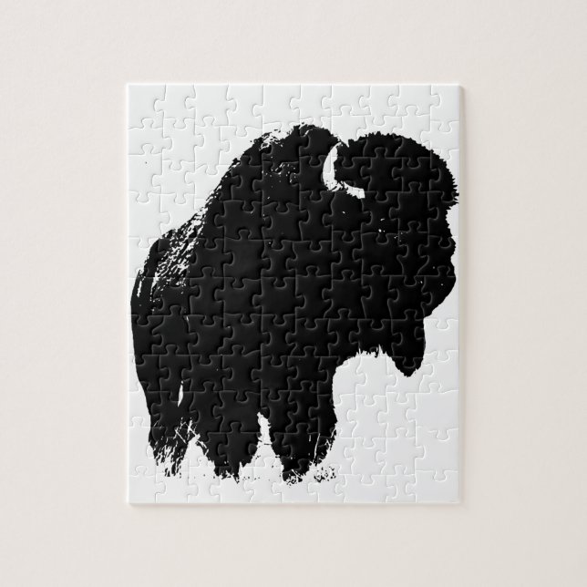 Pop Art Buffalo Bison Silhouette Puzzle (Vertikal)