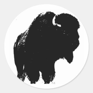 Pop Art Buffalo Bison Silhouette Runder Aufkleber