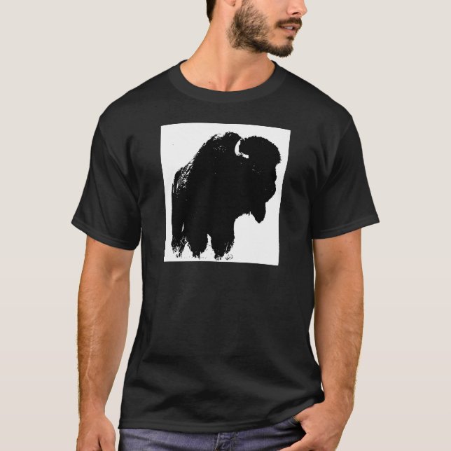 Pop Art Buffalo Bison Silhouette T-Shirt (Vorderseite)