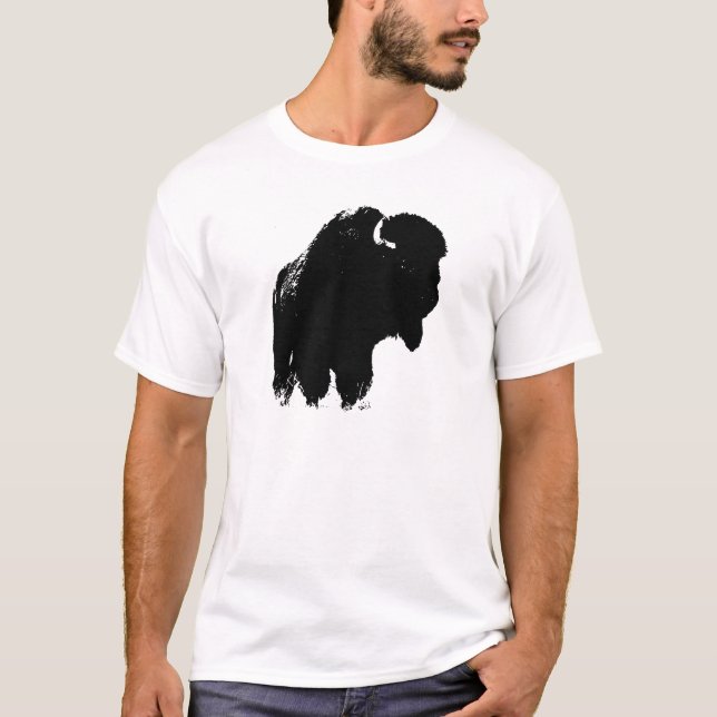 Pop Art Buffalo Bison Silhouette T-Shirt (Vorderseite)