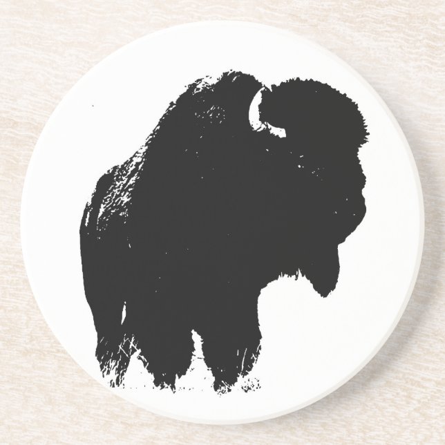 Pop Art Buffalo Bison Silhouette Untersetzer (Vorne)