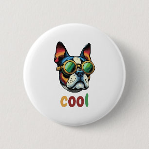 Pop-Art-Bulldog mit Schutzbrille Button