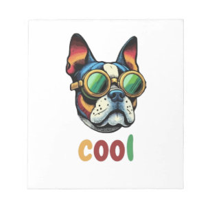 Pop-Art-Bulldoge mit Schutzbrille Notizblock