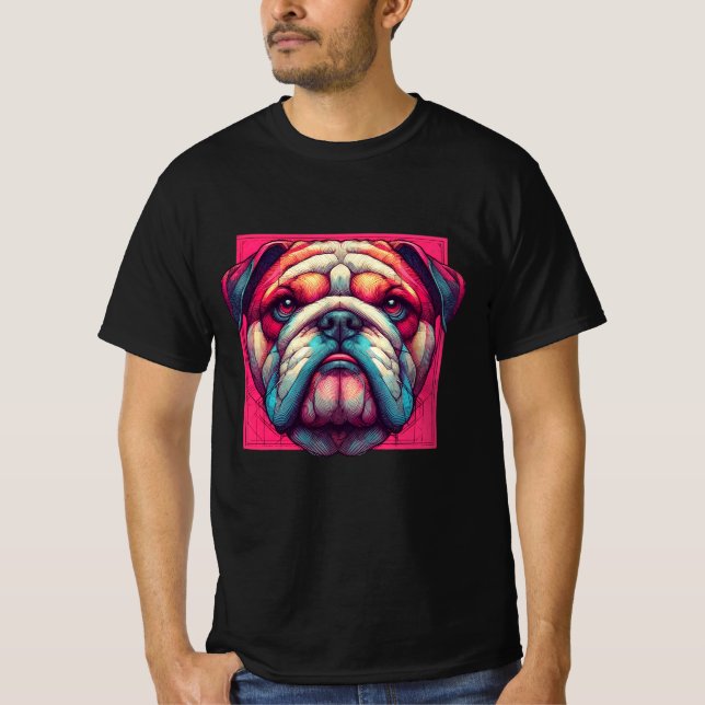 Pop Art Bulldogge T-Shirt (Vorderseite)