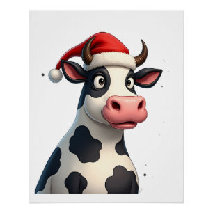Pop-Art Bunt Kuh Weihnachten T-Shirt (1) Poster