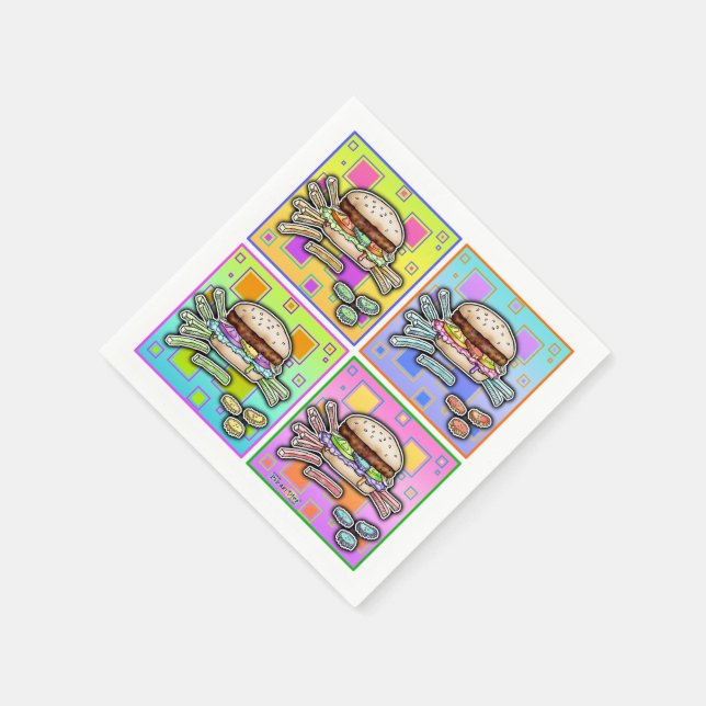 POP ART BURGER SERVIETTE (Ecke)