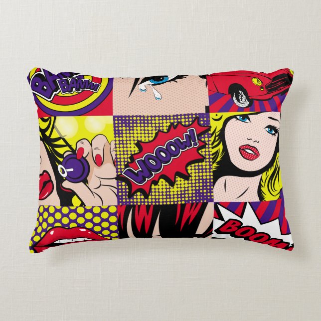 Pop Art Card Illustrationart,Pop,beautiful,Comic,d Dekokissen (Vorderseite)