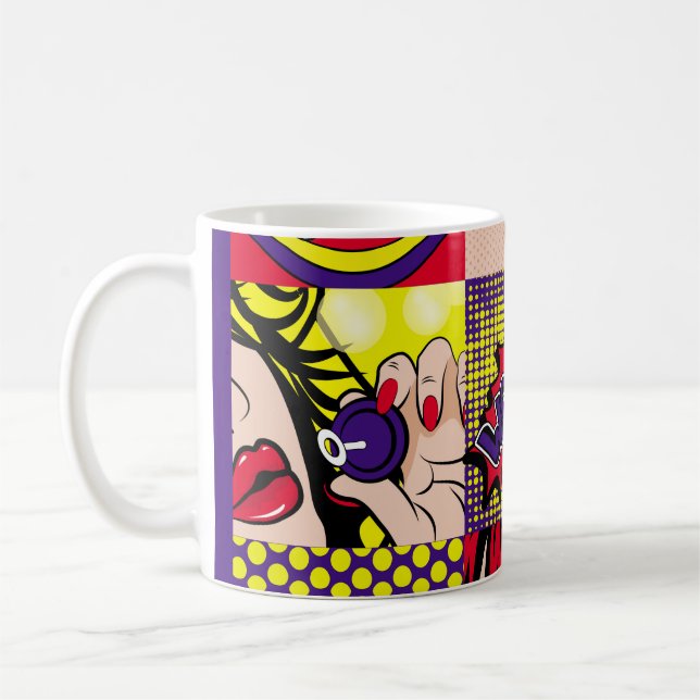 Pop Art Card Illustrationart,Pop,beautiful,Comic,d Kaffeetasse (Links)