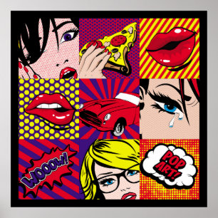 Pop Art Card Illustrationsmuster, Art,Comic,Pop,re Poster