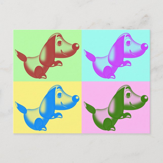 Pop Art Cartoon Dog Postkarte (Vorderseite)