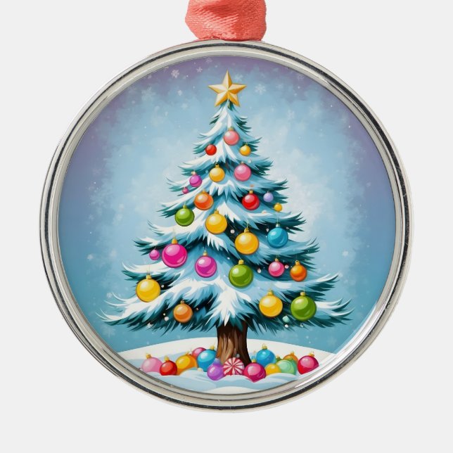 Pop Art Cartoon Weihnachten Ornament Aus Metall (Vorne)