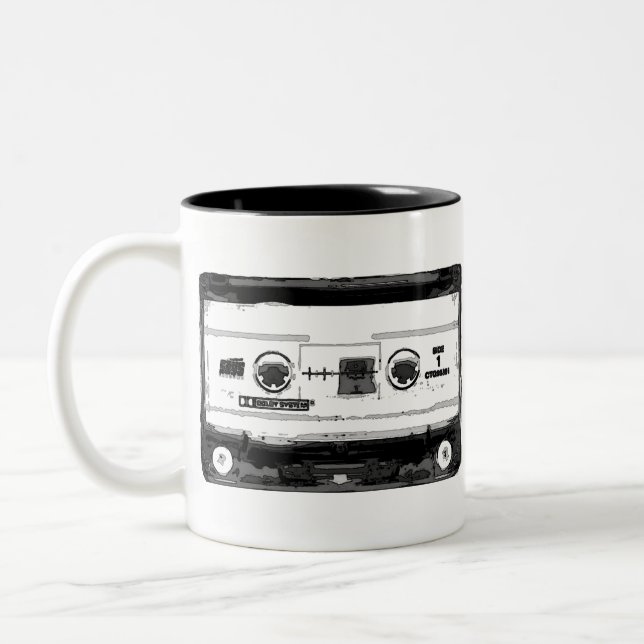 Pop Art Cassette Zweifarbige Tasse (Links)