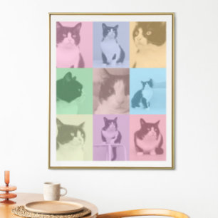 Pop Art Cat 9 Foto Moderner Retro-Farbblock Poster