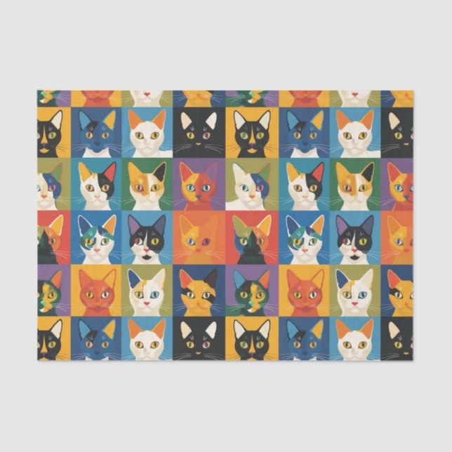 Pop Art Cat Collage Decoupage Seidenpapier (Vorderseite)