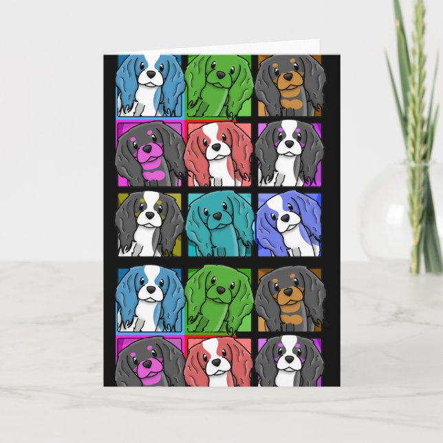 Pop Art Cavalier King Charles Spaniel Karte (Vorderseite)