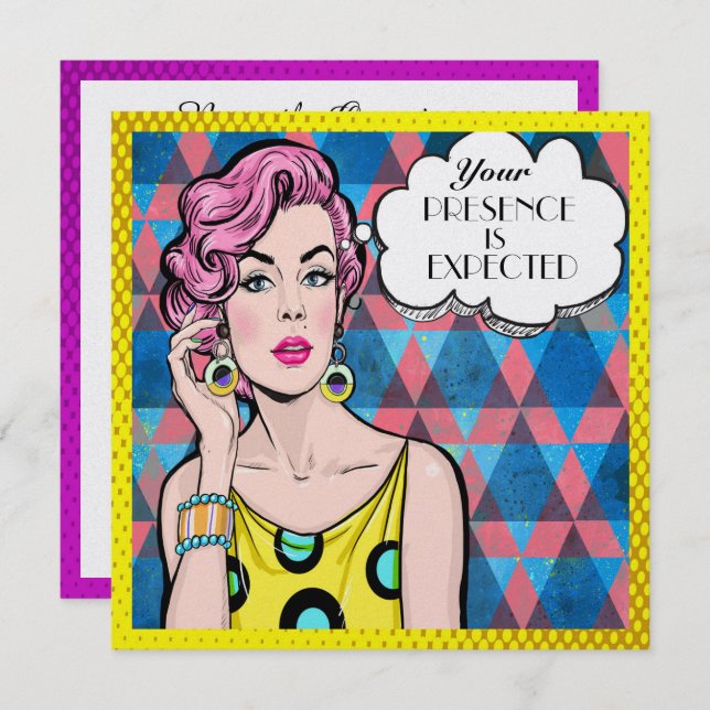 Pop Art Celebration Einladung (Vorne/Hinten)